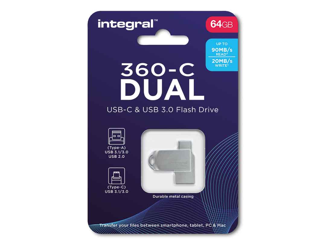 Integral 64GB 360-C Dual USB-C 3.1 Flash Drive - Low Cost Delivery | Mr  Memory®