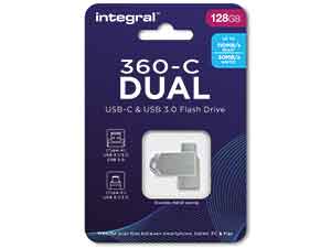 Integral 128GB 360-C Dual USB-C 3.1 Flash Drive