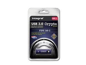 Integral 64GB Crypto Dual FIPS 140-2 Encrypted USB 3.0 Flash Drive