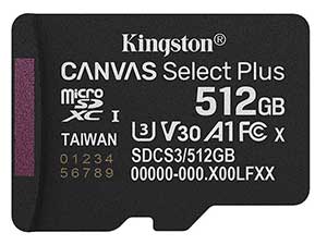 Kingston 512GB Canvas Select Plus microSD UHS-I Card