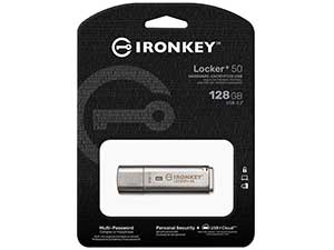 Kingston 128GB IronKey Locker+ 50 Encrypted USB Flash Drive