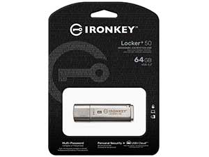 Kingston 64GB IronKey Locker+ 50 Encrypted USB Flash Drive